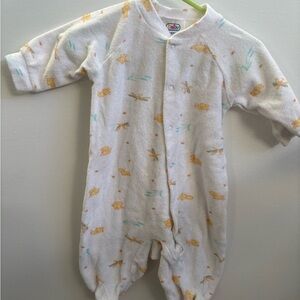 Vintage Baby Duck Footed Onesie 0-3M Terry Cotton Snap Pajamas